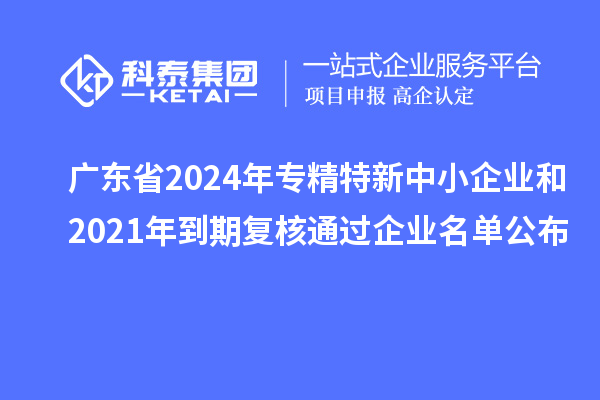 廣東省2024年專精特新中小企業(yè)和2021年到期復核通過企業(yè)名單公布