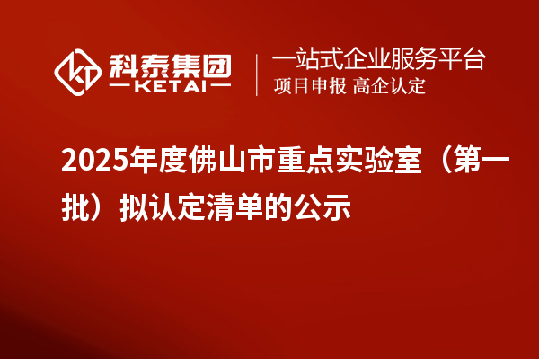 2025年度佛山市重點(diǎn)實(shí)驗(yàn)室（第一批）擬認(rèn)定清單的公示