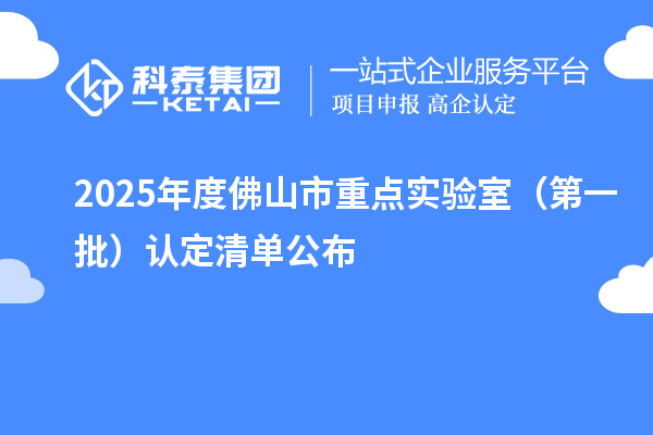 2025年度佛山市重點(diǎn)實(shí)驗(yàn)室（第一批）認(rèn)定清單公布