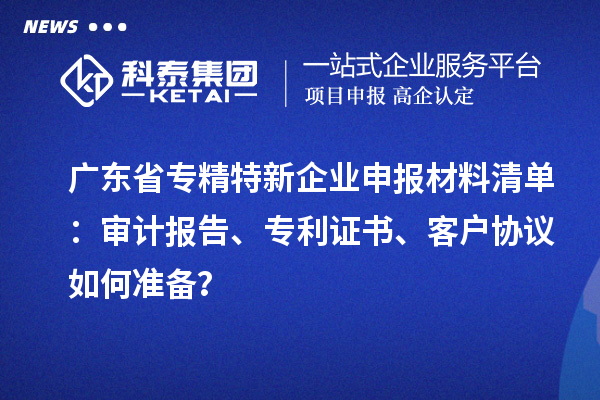 廣東省專精特新企業(yè)申報材料清單：審計報告、專利證書、客戶協(xié)議如何準備？