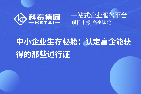 中小企業(yè)生存秘籍：認定高企能獲得的那些通行證
