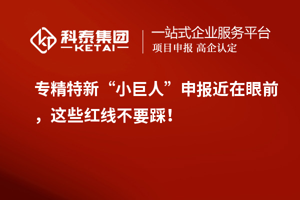 專精特新“小巨人”申報近在眼前，這些紅線不要踩！