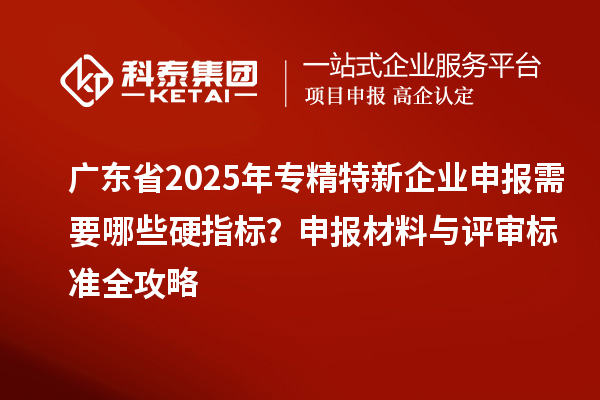廣東省2025年專精特新企業(yè)申報需要哪些硬指標？申報材料與評審標準全攻略