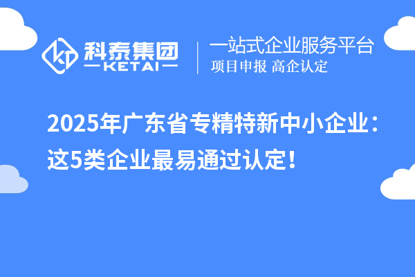 2025年廣東省專精特新中小企業(yè)：這5類企業(yè)最易通過認定！