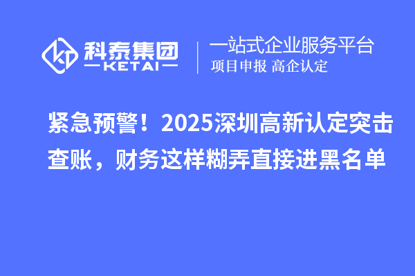 緊急預(yù)警！2025深圳高新認(rèn)定突擊查賬，財務(wù)這樣糊弄直接進(jìn)黑名單