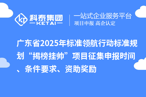 廣東省2025年標(biāo)準(zhǔn)領(lǐng)航行動標(biāo)準(zhǔn)規(guī)劃“揭榜掛帥”項(xiàng)目征集申報(bào)時(shí)間、條件要求、資助獎勵