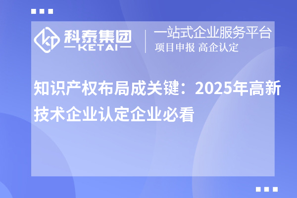 知識產(chǎn)權(quán)布局成關(guān)鍵：2025年高新技術(shù)企業(yè)認定企業(yè)必看