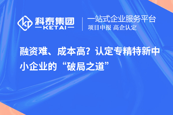 融資難、成本高？認(rèn)定專精特新中小企業(yè)的“破局之道”