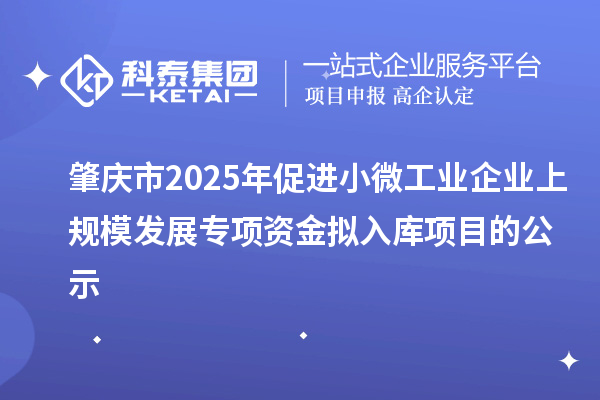 肇慶市2025年促進小微工業(yè)企業(yè)上規(guī)模發(fā)展專項資金擬入庫項目的公示