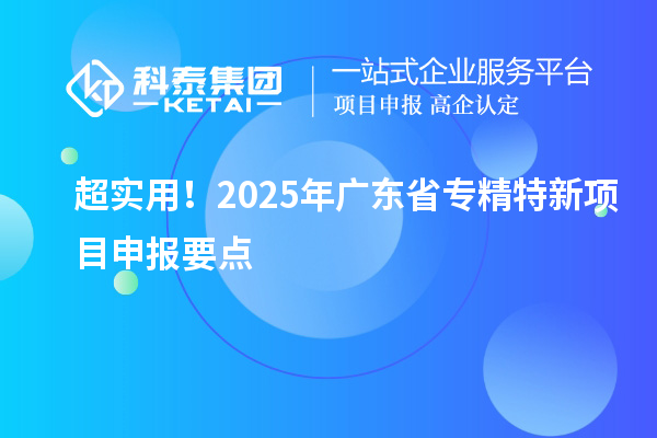 超實(shí)用！2025年廣東省專精特新項(xiàng)目申報(bào)要點(diǎn)