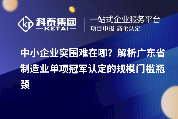 中小企業(yè)突圍難在哪？解析廣東省制造業(yè)單項(xiàng)冠軍認(rèn)定的規(guī)模門檻瓶頸