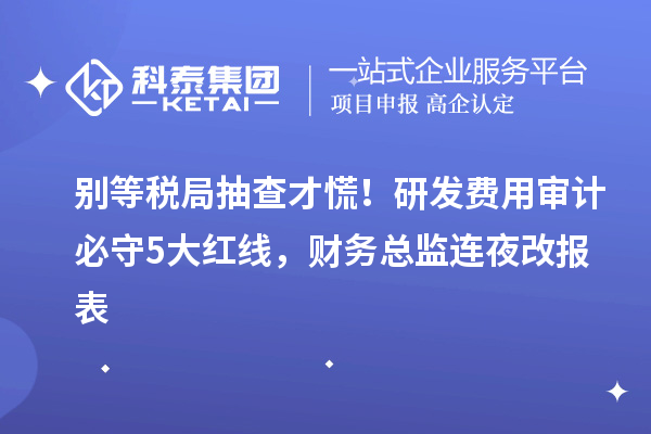 別等稅局抽查才慌！研發(fā)費(fèi)用審計(jì)必守5大紅線，財(cái)務(wù)總監(jiān)連夜改報(bào)表
