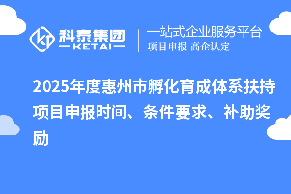 2025年度惠州市孵化育成體系扶持項(xiàng)目申報(bào)時(shí)間、條件要求、補(bǔ)助獎(jiǎng)勵(lì)