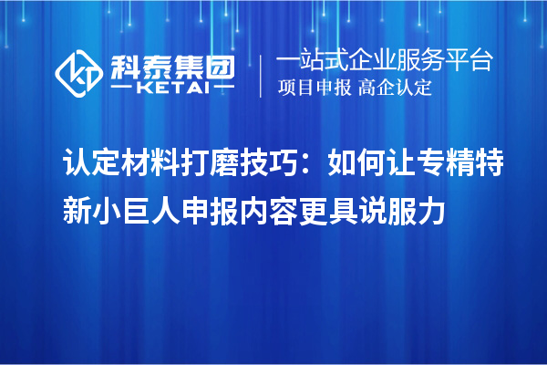 認(rèn)定材料打磨技巧：如何讓專精特新小巨人申報內(nèi)容更具說服力