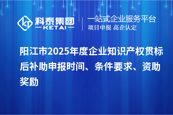 陽(yáng)江市2025年度企業(yè)知識(shí)產(chǎn)權(quán)貫標(biāo)后補(bǔ)助申報(bào)時(shí)間、條件要求、資助獎(jiǎng)勵(lì)