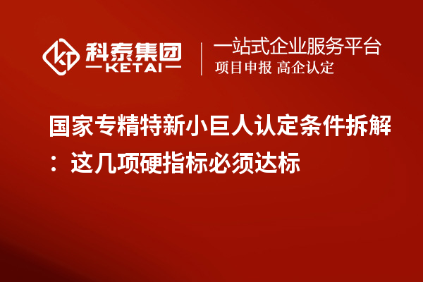 國家專精特新小巨人認(rèn)定條件拆解：這幾項硬指標(biāo)必須達(dá)標(biāo)