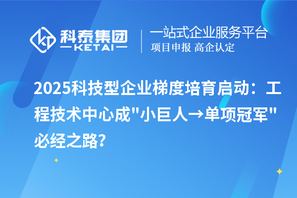 2025科技型企業(yè)梯度培育啟動：工程技術(shù)中心成"小巨人→單項(xiàng)冠軍"必經(jīng)之路？
