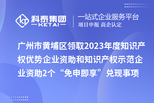 廣州市黃埔區(qū)領(lǐng)取2023年度知識產(chǎn)權(quán)優(yōu)勢企業(yè)資助和知識產(chǎn)權(quán)示范企業(yè)資助2個“免申即享” 兌現(xiàn)事項資金