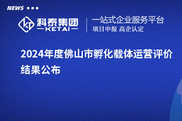 2024年度佛山市孵化載體運(yùn)營(yíng)評(píng)價(jià)結(jié)果公布