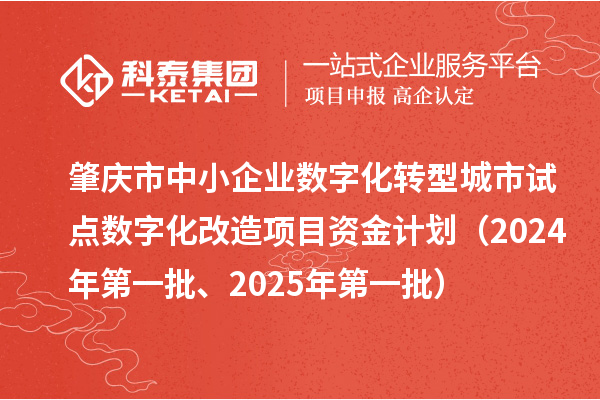 肇慶市中小企業(yè)數(shù)字化轉(zhuǎn)型城市試點(diǎn)數(shù)字化改造項(xiàng)目資金計(jì)劃（2024年第一批、2025年第一批）