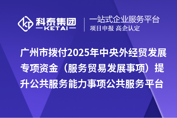 廣州市撥付2025年中央外經(jīng)貿(mào)發(fā)展專項(xiàng)資金（服務(wù)貿(mào)易發(fā)展事項(xiàng)）提升公共服務(wù)能力事項(xiàng)公共服務(wù)平臺(tái)項(xiàng)目資金