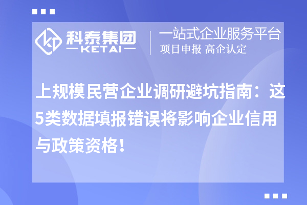 上規(guī)模民營(yíng)企業(yè)調(diào)研避坑指南：這5類數(shù)據(jù)填報(bào)錯(cuò)誤將影響企業(yè)信用與政策資格！
