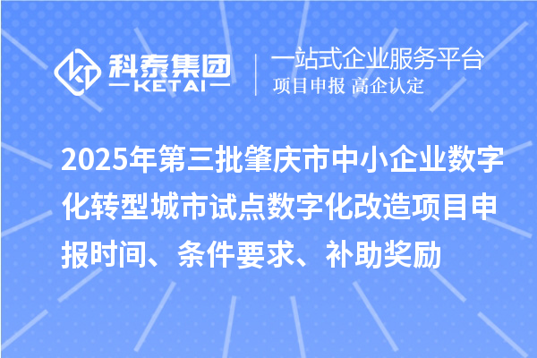 2025年第三批肇慶市中小企業(yè)數(shù)字化轉(zhuǎn)型城市試點數(shù)字化改造項目申報時間、條件要求、補助獎勵