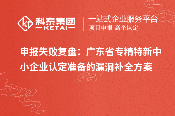 申報失敗復盤：廣東省專精特新中小企業(yè)認定準備的漏洞補全方案