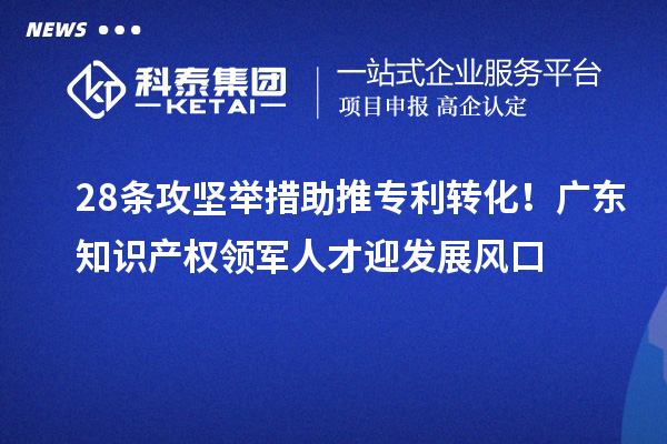 28條攻堅舉措助推專利轉(zhuǎn)化！廣東知識產(chǎn)權(quán)領(lǐng)軍人才迎發(fā)展風口
