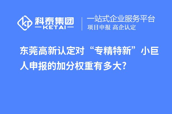 東莞高新認(rèn)定對(duì)“專精特新”小巨人申報(bào)的加分權(quán)重有多大?