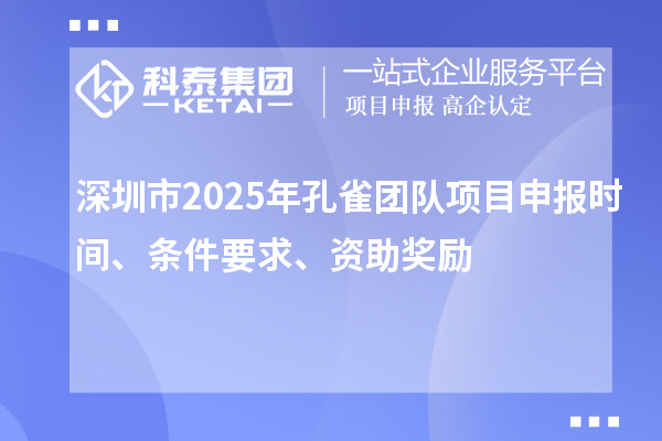 深圳市2025年孔雀團隊項目申報時間、條件要求、資助獎勵