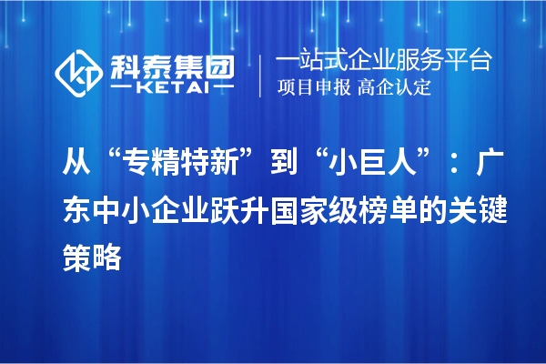 從“專精特新”到“小巨人”:廣東中小企業(yè)躍升國家級榜單的關(guān)鍵策略