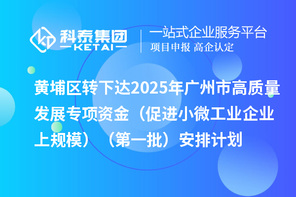 黃埔區(qū)轉(zhuǎn)下達(dá)2025年廣州市促進(jìn)工業(yè)和信息化產(chǎn)業(yè)高質(zhì)量發(fā)展專項(xiàng)資金(促進(jìn)小微工業(yè)企業(yè)上規(guī)模)(第一批)安排計(jì)劃
