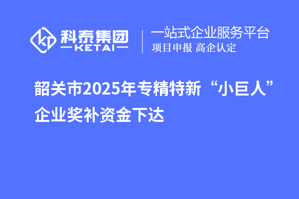 韶關(guān)市2025年專精特新“小巨人”企業(yè)獎(jiǎng)補(bǔ)資金下達(dá)