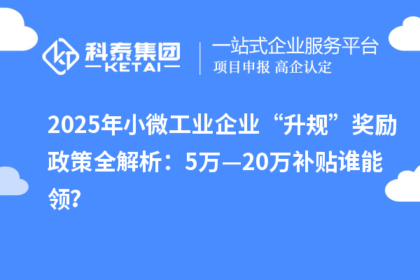2025年小微工業(yè)企業(yè)“升規(guī)”獎勵政策全解析：5萬—20萬補(bǔ)貼誰能領(lǐng)？