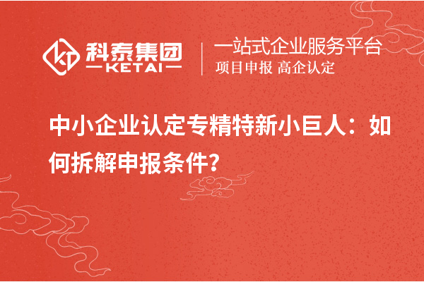 中小企業(yè)認定專精特新小巨人：如何拆解申報條件？