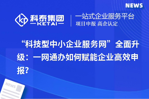“科技型中小企業(yè)服務(wù)網(wǎng)”全面升級：一網(wǎng)通辦如何賦能企業(yè)高效申報(bào)？