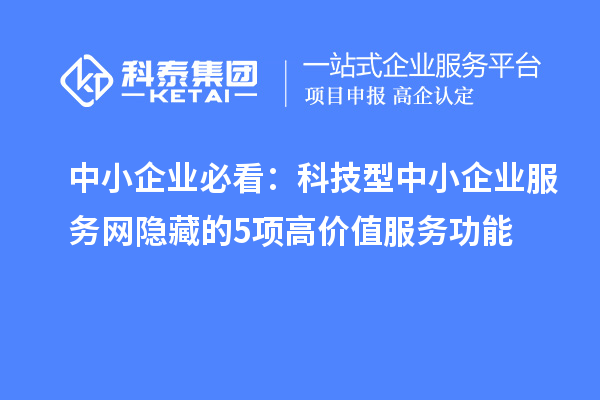 中小企業(yè)必看：科技型中小企業(yè)服務(wù)網(wǎng)隱藏的5項(xiàng)高價值服務(wù)功能