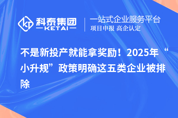 不是新投產(chǎn)就能拿獎勵！2025年“小升規(guī)”政策明確這五類企業(yè)被排除