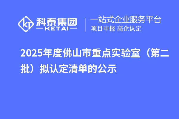 2025年度佛山市重點(diǎn)實(shí)驗(yàn)室（第二批）擬認(rèn)定清單的公示