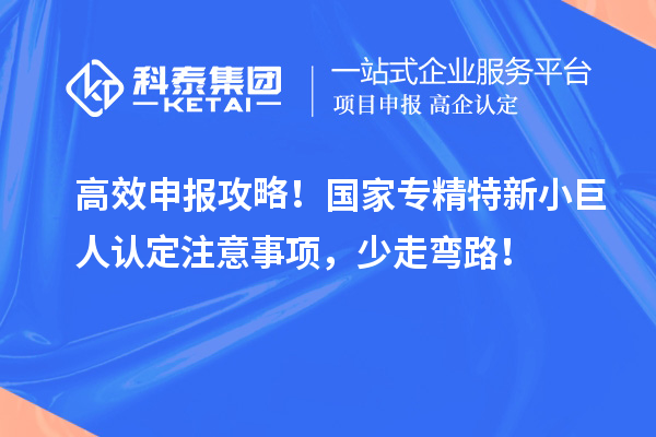 高效申報攻略！國家專精特新小巨人認定注意事項，少走彎路！
