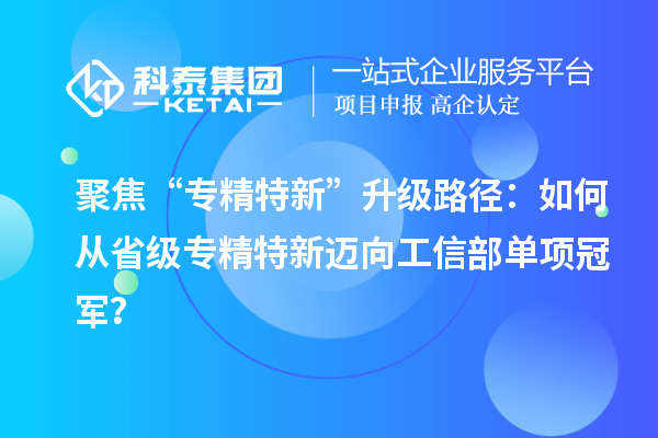 聚焦“專精特新”升級(jí)路徑：如何從省級(jí)專精特新邁向工信部單項(xiàng)冠軍？
