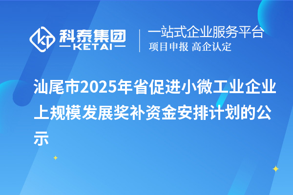 汕尾市2025年省促進(jìn)小微工業(yè)企業(yè)上規(guī)模發(fā)展獎(jiǎng)補(bǔ)資金安排計(jì)劃的公示
