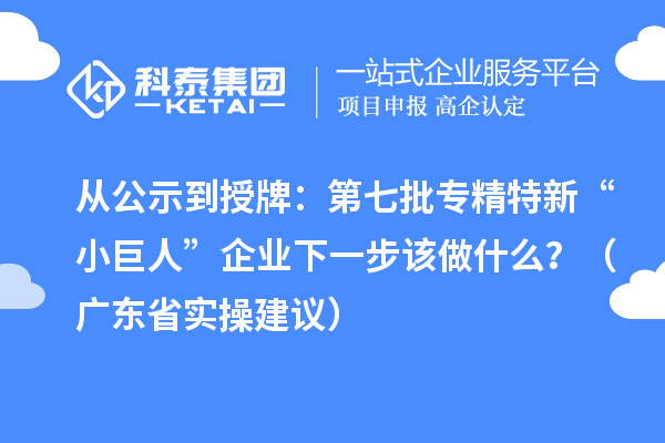 從公示到授牌：第七批專精特新“小巨人”企業(yè)下一步該做什么？（廣東省實(shí)操建議）