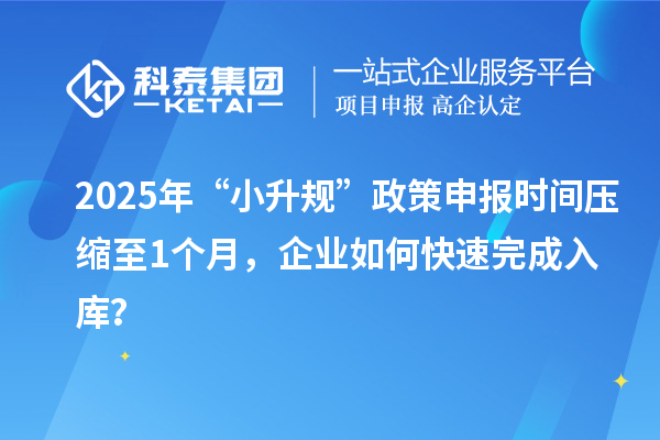 2025年“小升規(guī)”政策申報時間壓縮至1個月，企業(yè)如何快速完成入庫？