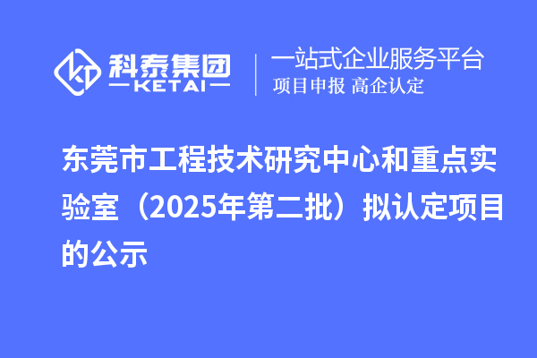東莞市工程技術(shù)研究中心和重點(diǎn)實(shí)驗(yàn)室(2025年第二批)擬認(rèn)定項(xiàng)目的公示