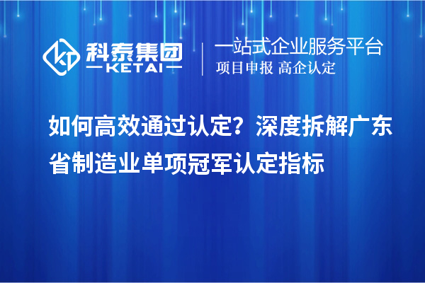 如何高效通過認定？深度拆解廣東省制造業(yè)單項冠軍認定指標