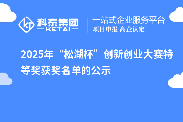 2025年“松湖杯”創(chuàng)新創(chuàng)業(yè)大賽特等獎(jiǎng)獲獎(jiǎng)名單的公示