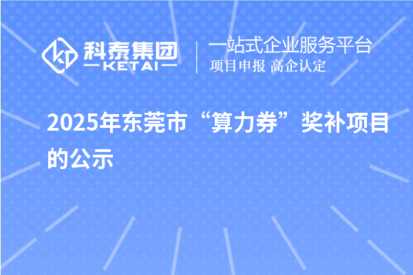 2025年?yáng)|莞市“算力券”獎(jiǎng)補(bǔ)項(xiàng)目的公示